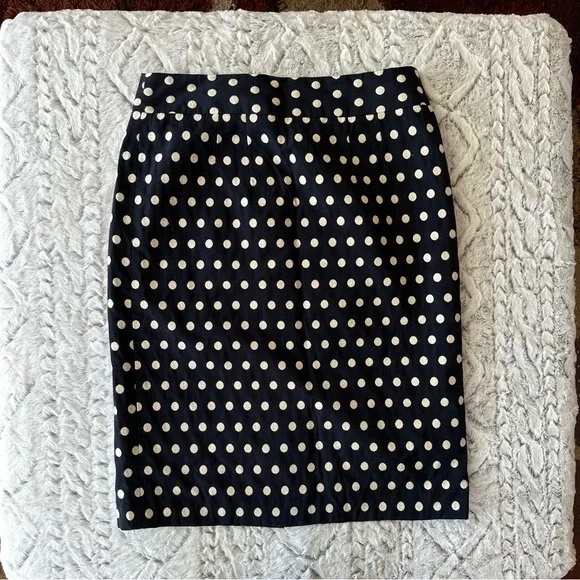 Banana Republic Navy White Polka Dot Pencil Skirt size 2