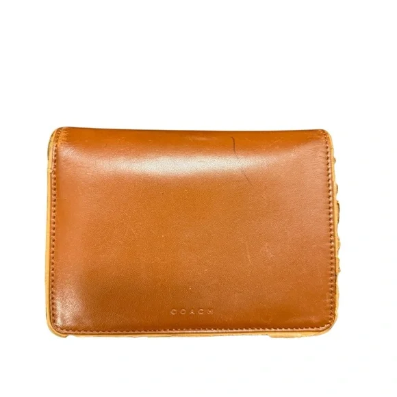 Vintage Coach Tan Leather Snap Bifold Wallet Card Holder 90s Used