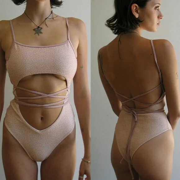 New!Frankie's Bikinis Alice Terry Wrap One‎ Piece Swimsuit
