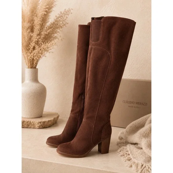 Kelsi Dagger Brooklyn Brown Suede Over the Knee OTK Boots Womens 8