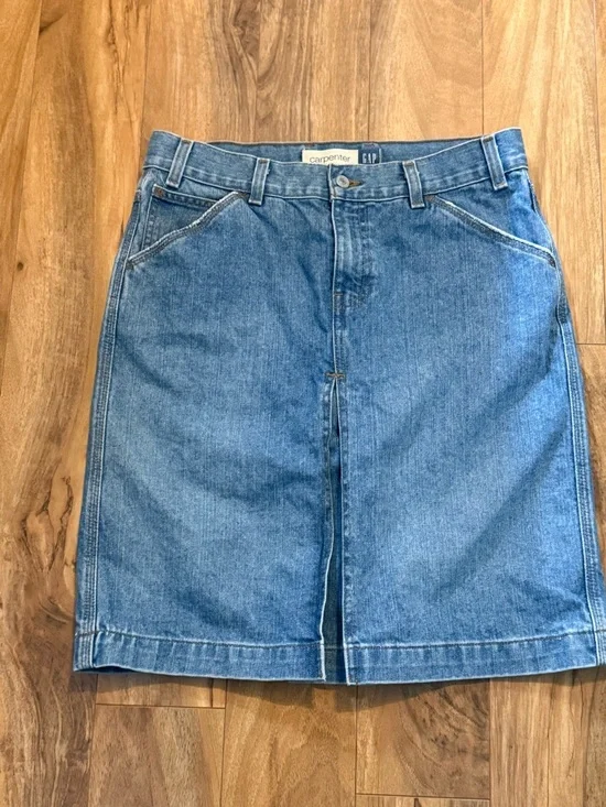 GAP Blue Denim Pencil Skirt with Front Vent
