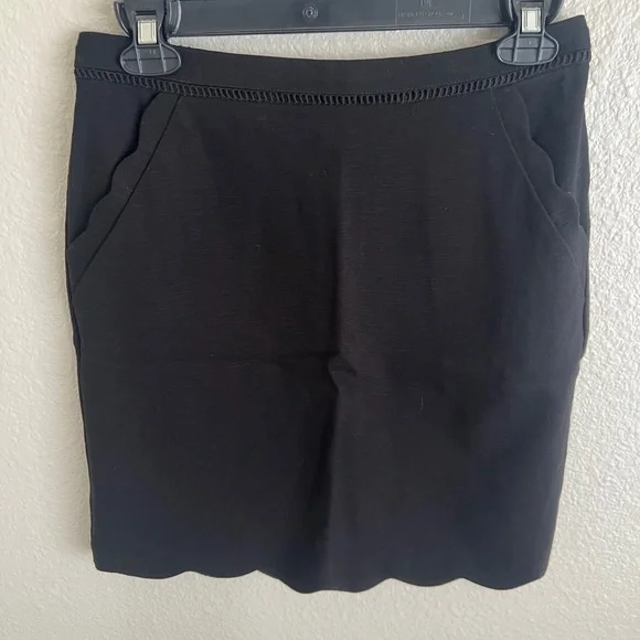 Skies Are Blue Black Skirt with Scallop Hem