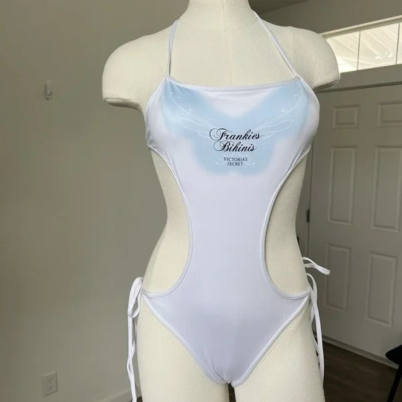 Victoria's Secret x Frankies Bikinis Icon One Piece Swimsuit White Sz Small NEW