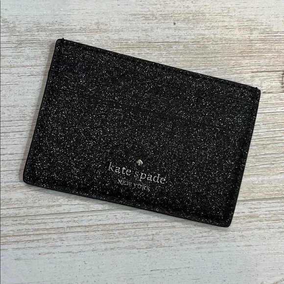 Kate Spade Black Glitter Card Holder