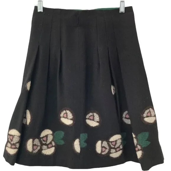Reneevon Skirt Womens Small Swing Wool Mini Flare Pleats