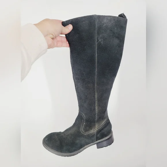 Clarks Black Suede Tall Boots, Size 8.5