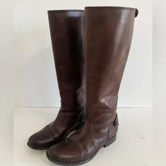 Frye Melissa Brown Leather Tall Riding Boots Size 7B