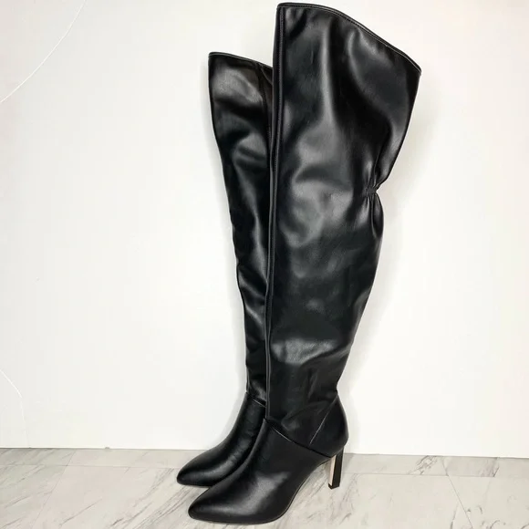 Franco Sarto Callie Faux Leather Black Over the Knee Boot 7 1/2