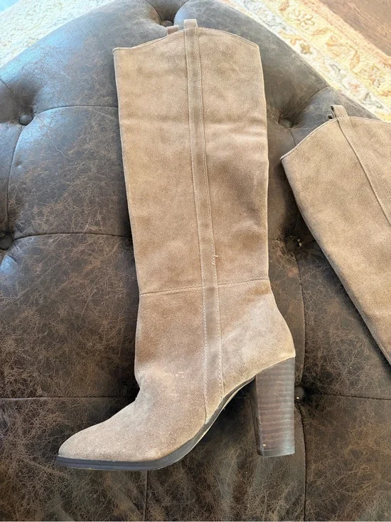 Dolce Vita Taupe Suede Over-the-Knee Block Heel Boots