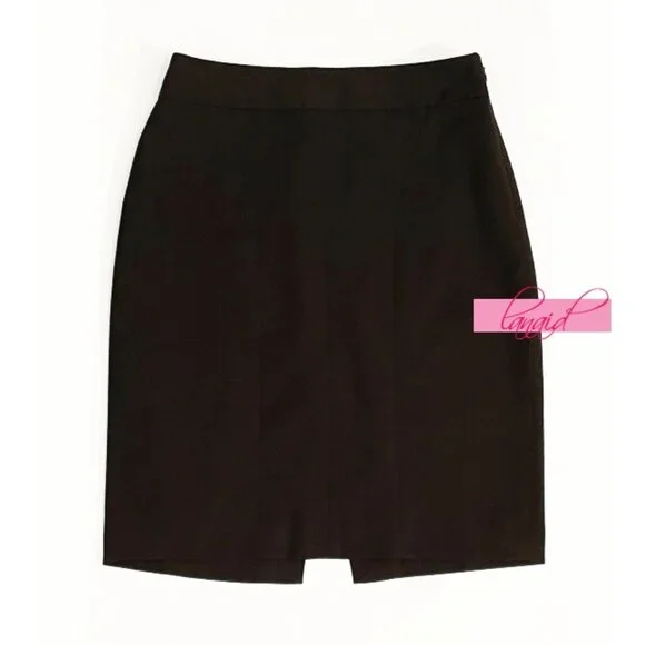 Limited Dark Chocolate Brown Seamed Back Slit Knee Pencil Lined Skirt Career 2