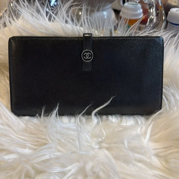 🖤🖤🔥Chanel CC Button Black Leather Wallet 07