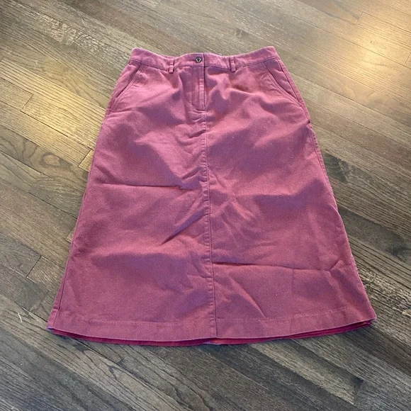 L.L.Bean Red Burgundy Slirt 10P Petite Long EUC Vintage