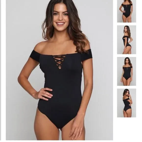 ✨Frankie's Bikinis Brooklyn One Piece Black Sz Large Bikini✨