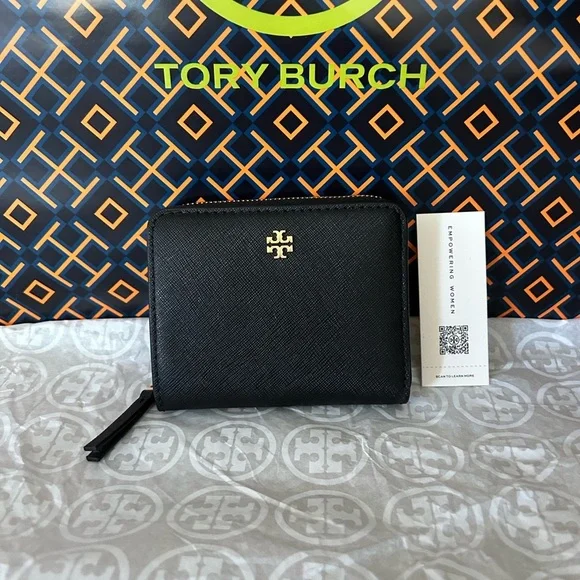 Tory Burch Emerson Mini Wallet Black Gold