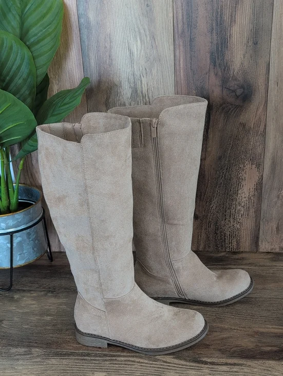 Women's Over-the-Knee Tan Suede Feel Boots 37 Q260