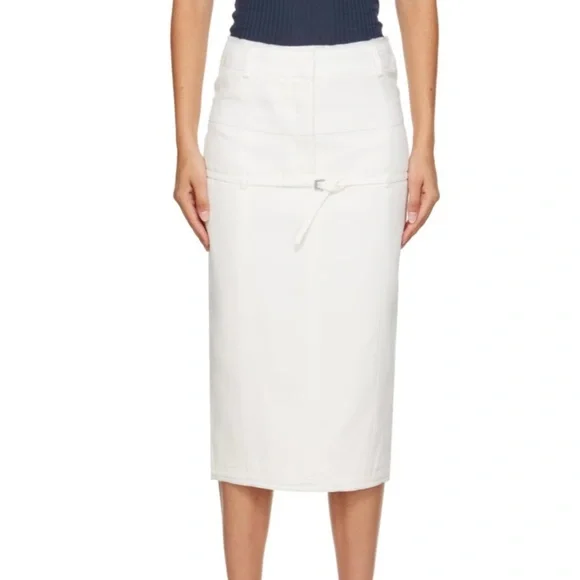 JACQUEMUS White Le Chouchou 'La Jupe Caraco' Midi Skirt Size 38