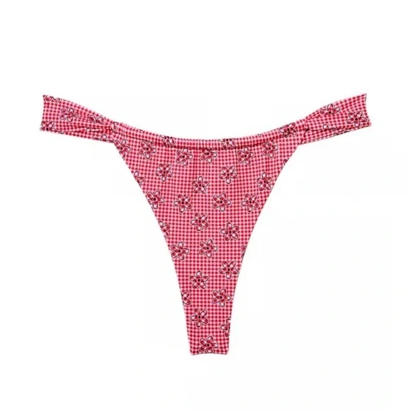 Frankie’s Bikinis x Pink Ladybug Lane Bikini Bottom Plaid XL NWT