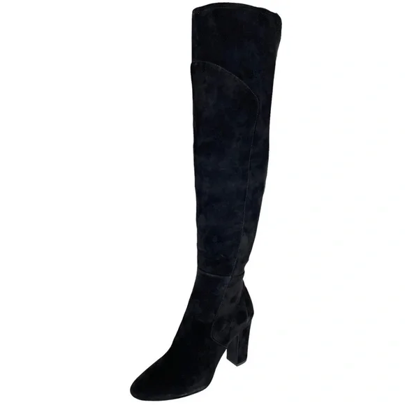 DKNY Sloane Black Suede Leather OTK Womens Boots Size 9.5M