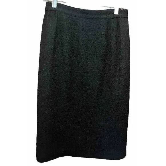 Vintage Howard Wolf Skirt Size 10 Black Straight Textured Worsted Wool Rayon