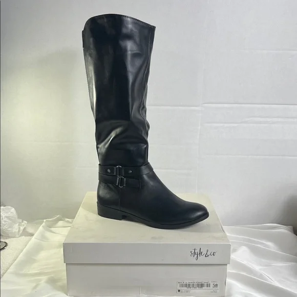 Style & Co. Sleek Black Kindellp Women’s Riding Boots Size 5‎ New in Box