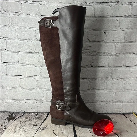 Marc Fisher Elegant Brown Leather Knee-High Boots