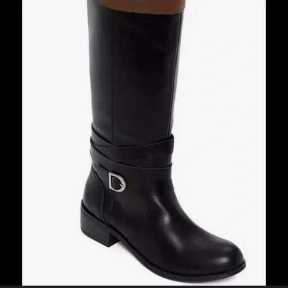 New St Johns Bay Womens Black Douglas Knee High Block Heel Riding size 6