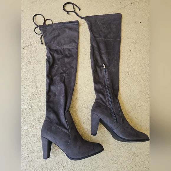 NEW OVER THE KNEE THIGH HIGH TAUPE BOOTS SIZE 12