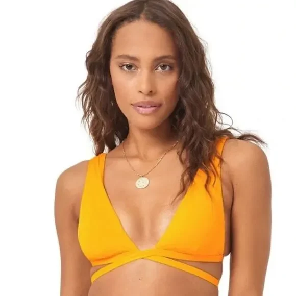 L*SPACE Swim Orange Avery Top - Large