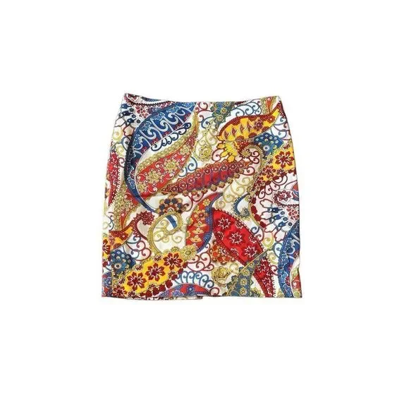 Talbots Paisley Swirls Canvas Pencil Skirt sz 14p