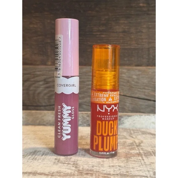 NYX Duck Plump Cherry + CoverGirl Yummy Gloss Laugh Vender Duo – New | MSRP =$19