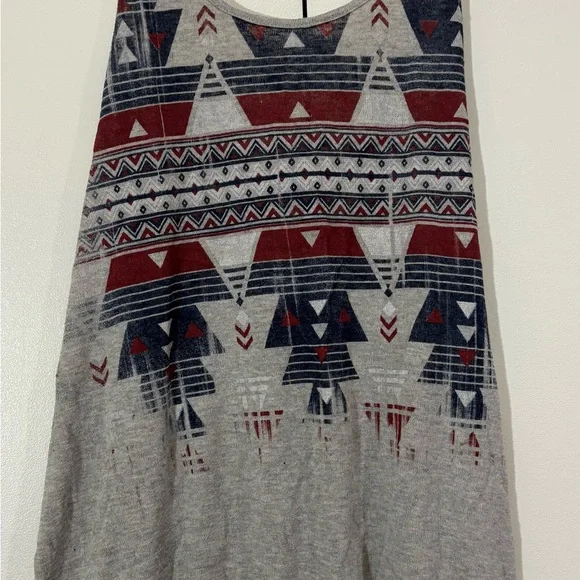 Spoiled Gray and Red A-Line Skirt with Geometric Pattern