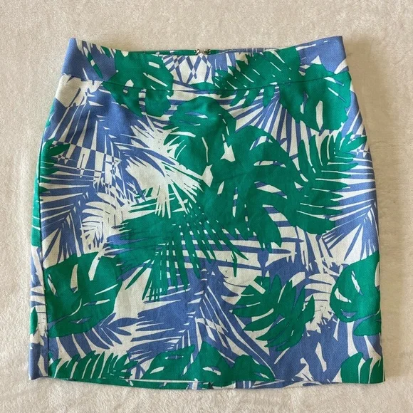 LOFT Green & Blue Tropical Leaf Mini Skirt
