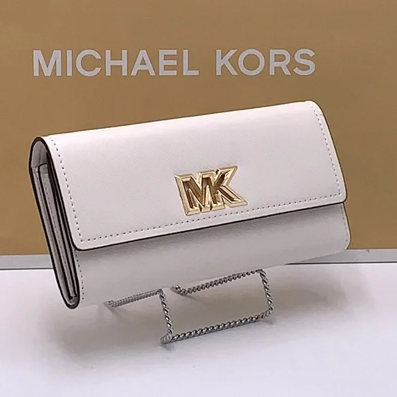 Brand New with Tag Michael Kors Large Mimi Bifold Wallet Color: Optic White
