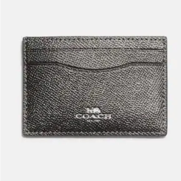 Coach silver gunmetal mini Id case