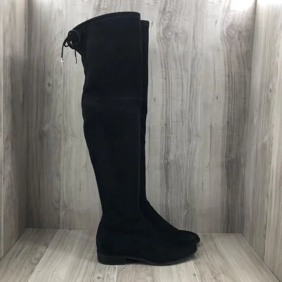 Marc Fisher OTK Boots Womens 8.5M Black Suede Pull On Over The Knee Boots