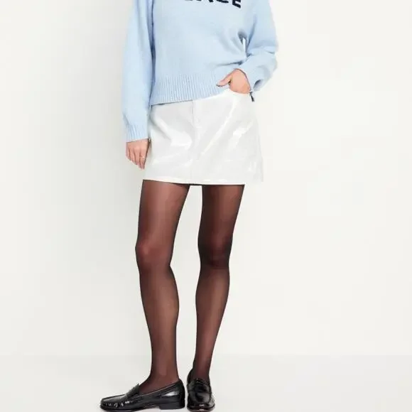 Old Navy Silver Shine Mid-Rise OG Mini Skirt