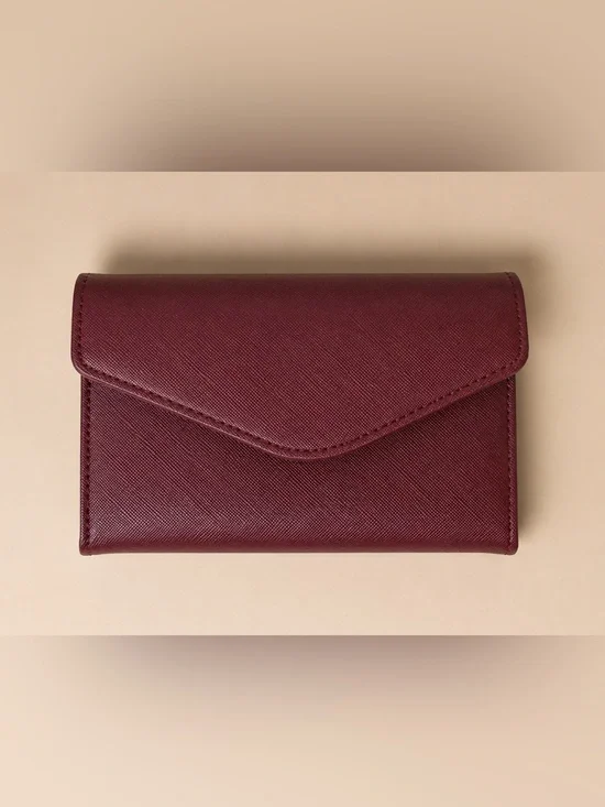 NEW Zoppen Textured Trifold Wallet in Deep Burgundy