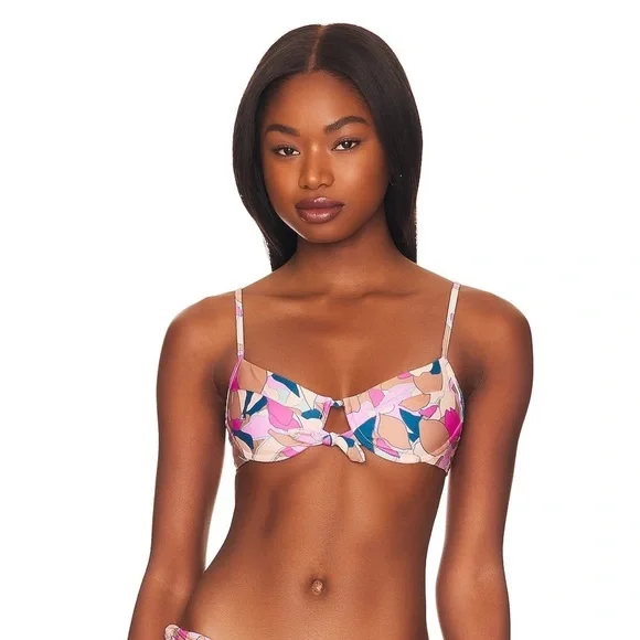 L*Space Womens Rose Triangle Bikini Top Size L
