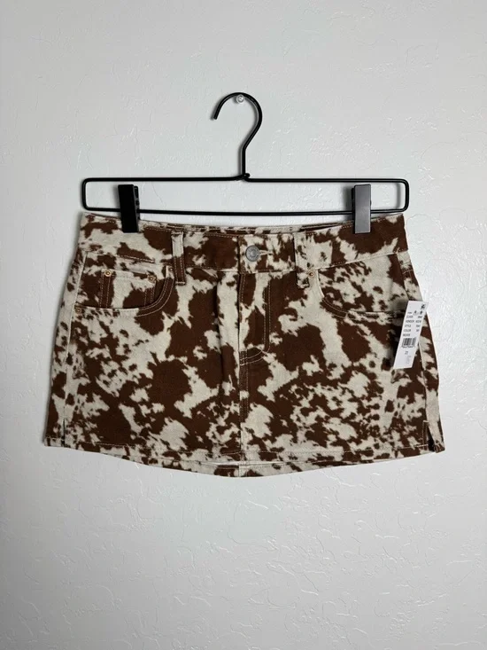 PacSun Cow Print Low Rise Denim Micro Skirt