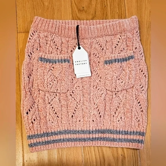 English Factory Textured Knit Skirt – Pink/Grey – Size Small NWT