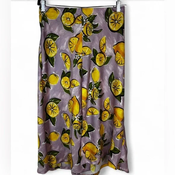 Zara Lemon Print Midi Skirt
