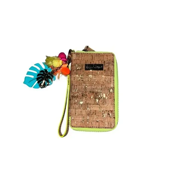 Lily Pulitzer Tan and Gold Tiki Palm wallet phone Case