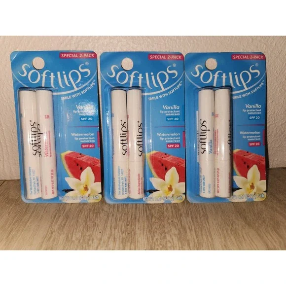 Lot of‎ (3) Softlips Vanilla & Watermelon packs of 2~ BNIP