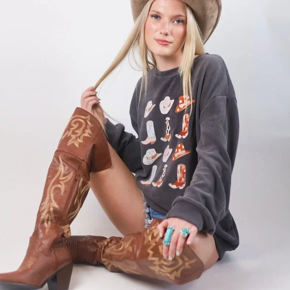 New Whiskey Brown Western Boots Women's Cowgirl Boots Sz 6-11