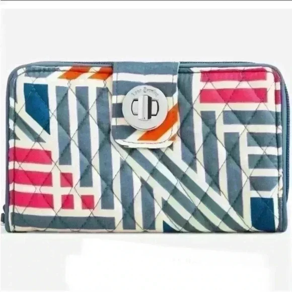 Vera Bradley RFID Turnlock Wallet in Geo Medallions NWT