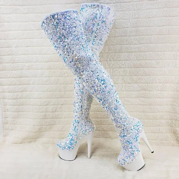 White Ice Multi Stretch Sequin Platform 7