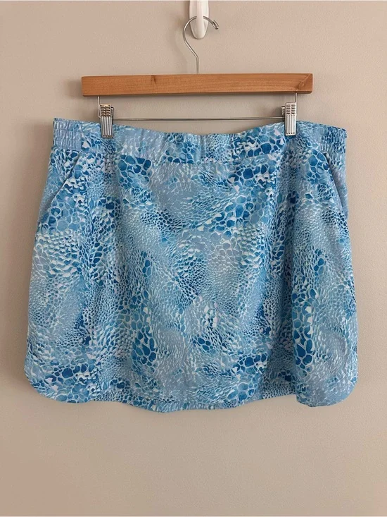 CALIA Birdie Activewear Skort Blue Water Print Skirt Mesh Shorts XXL