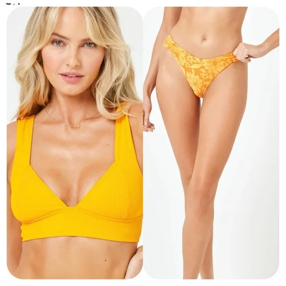 L*Space Ribbed Hailey Bikini Top and Monica Bikini Classic Bottom Swimwear Set