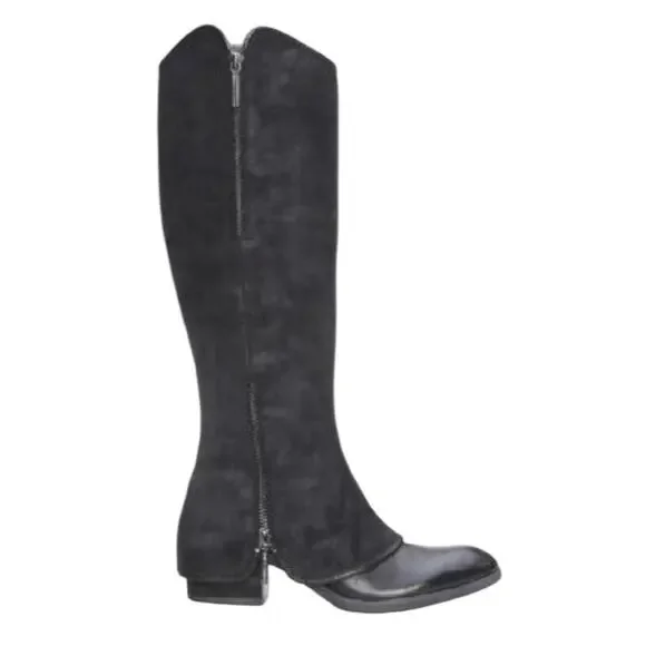 Donald J Pliner Devi6 Tall Black Knee High Riding Moto Biker Leather Boots 6 NIB
