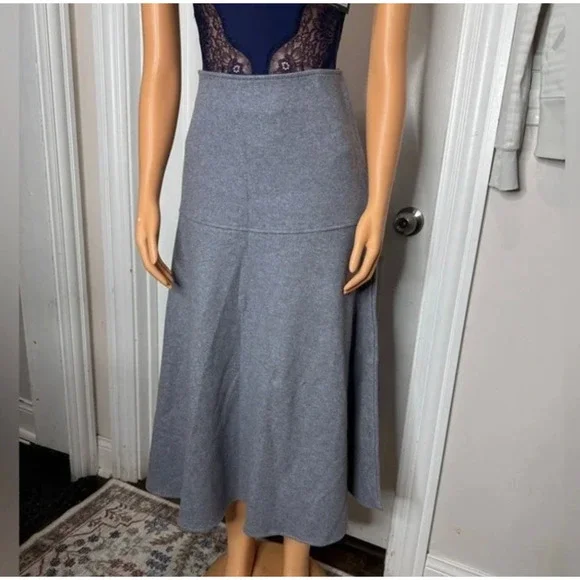OGL CashSoft Wool-like Flared size S Maxi Skirt - Heather Dolphin Blue NWT